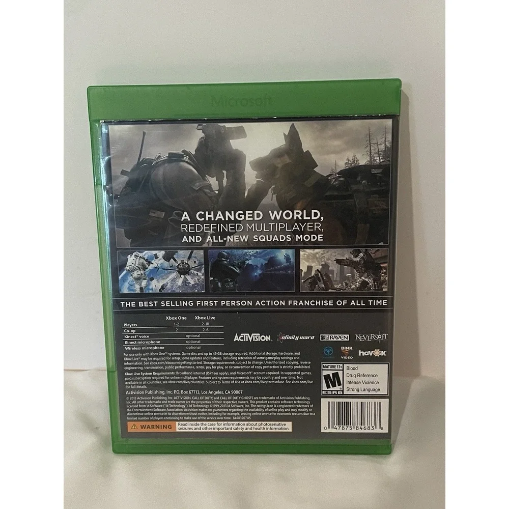 Call Of Duty‎ Ghosts Microsoft Xbox One Video Game Complete in Box